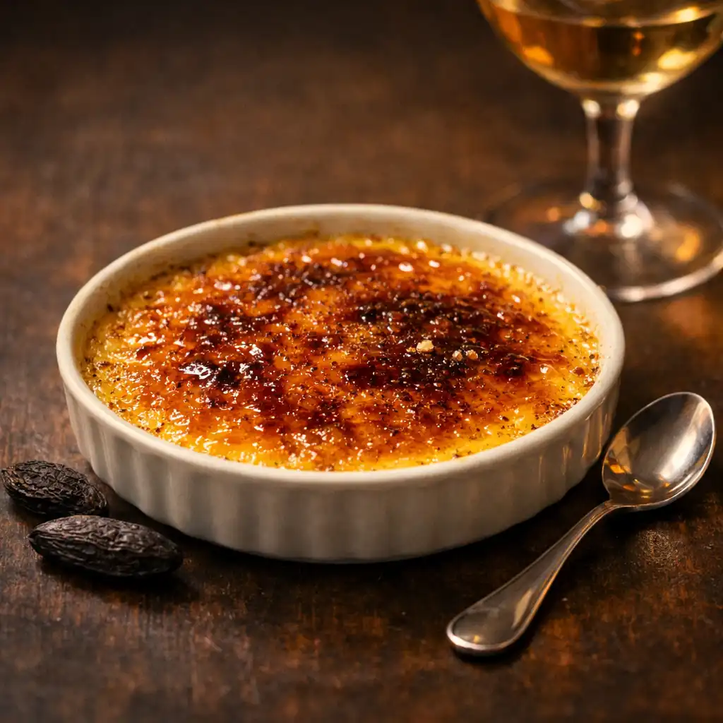 Crème brûlée mit Tonkabohne und karamellisierter Zuckerkruste